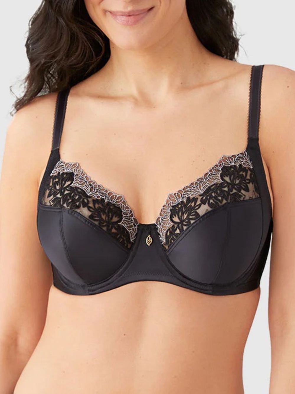 Wacoal Side Note Underwire Bra Size 38D Black NWT Side Support Unlined 855377
